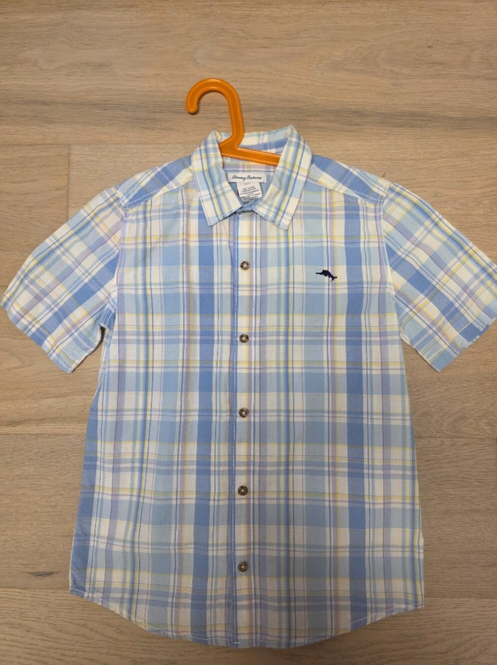 Tommy Bahama Light Blue Plaid Shirt US 11 - 12 Or L